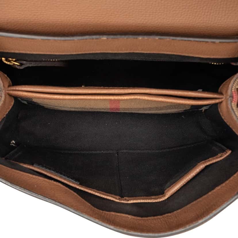 Burberry Small Calfskin and House Check Camberley Satchel Brown Leather Very good condition - Model View