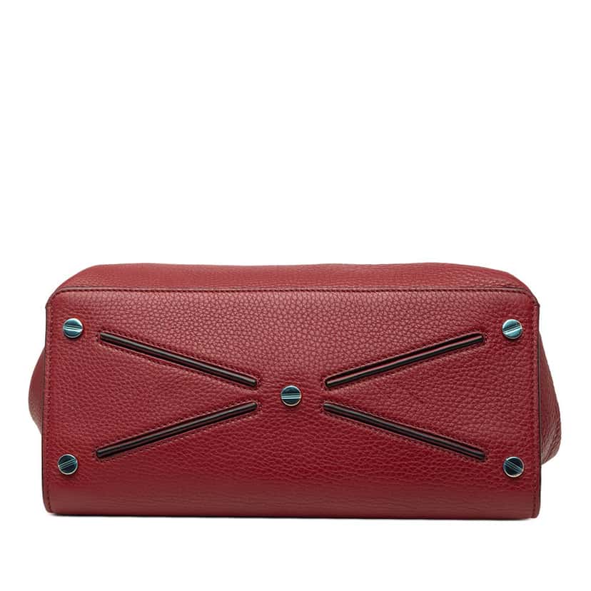 Valentino Large Pebbled Calfskin JoyLock Satchel Red Leather Very good condition - Inside View