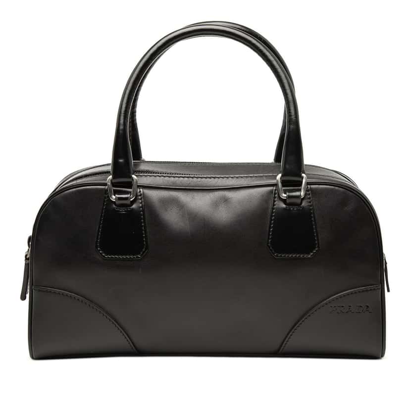 Prada Soft Calf Bowling Bag Black Leather Very good condition - Front View