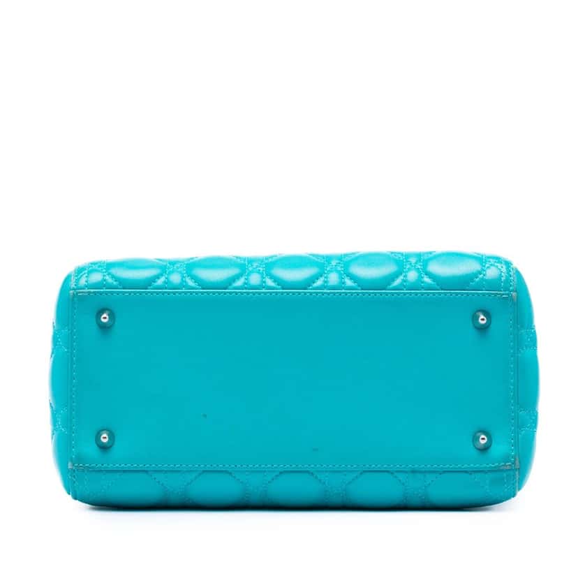 Dior Medium Lambskin Cannage Lady Dior Blue Leather Very good condition - Inside View