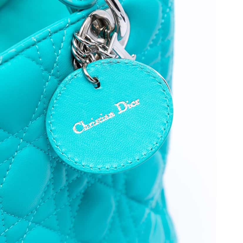 Dior Medium Lambskin Cannage Lady Dior Blue Leather Very good condition - Box View