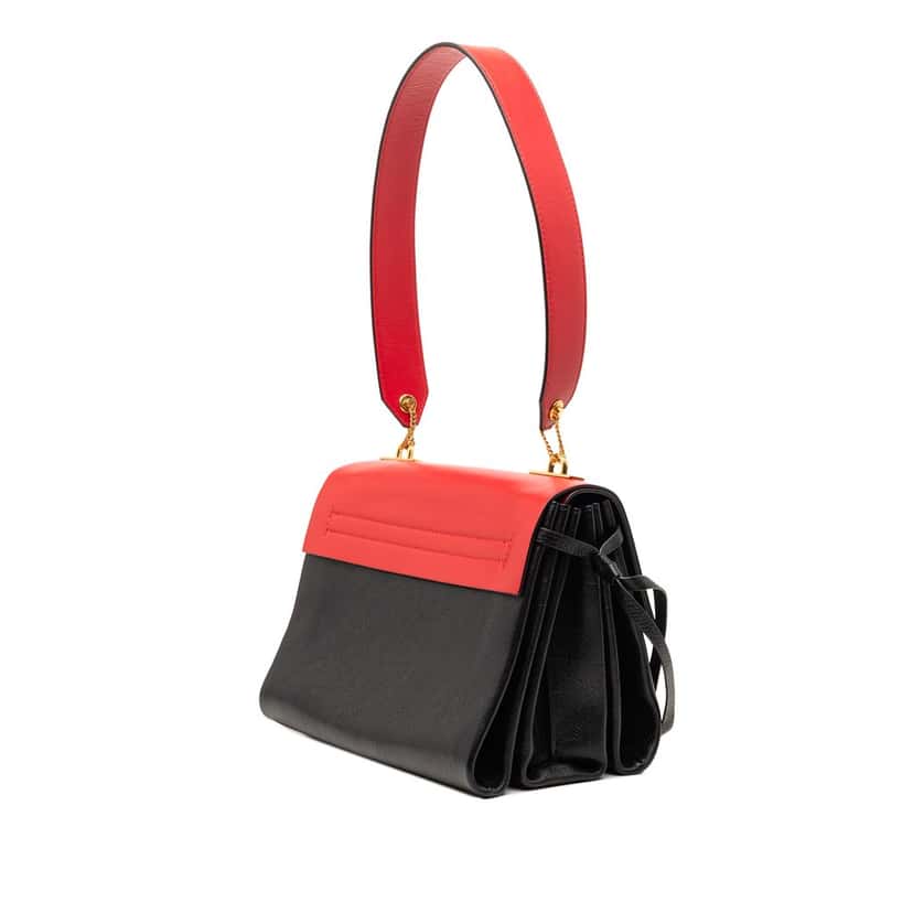Valentino Small Colorblock Calfskin Vring Shoulder Bag Red Leather Very good condition - Back View