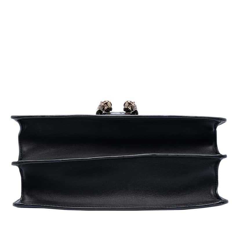 Gucci Medium Calfskin Bamboo Dionysus Web Satchel Black Leather Very good condition - Inside View