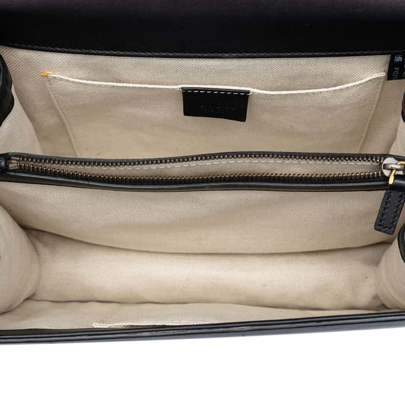 Gucci Medium Calfskin Bamboo Dionysus Web Satchel Black Leather Very good condition - Model View