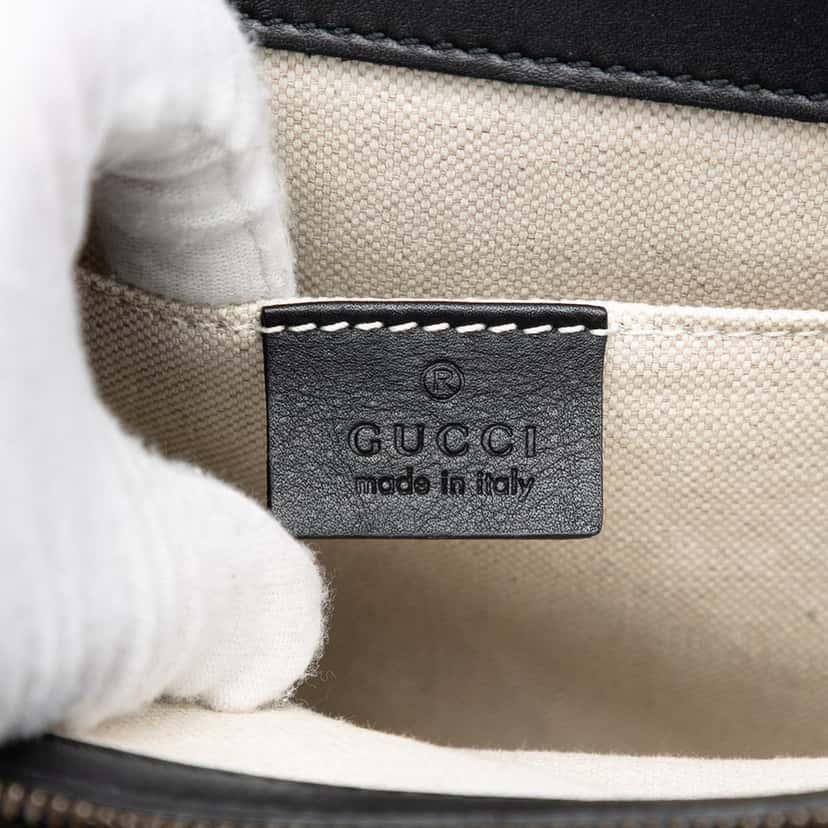 Gucci Medium Calfskin Bamboo Dionysus Web Satchel Black Leather Very good condition - Box View