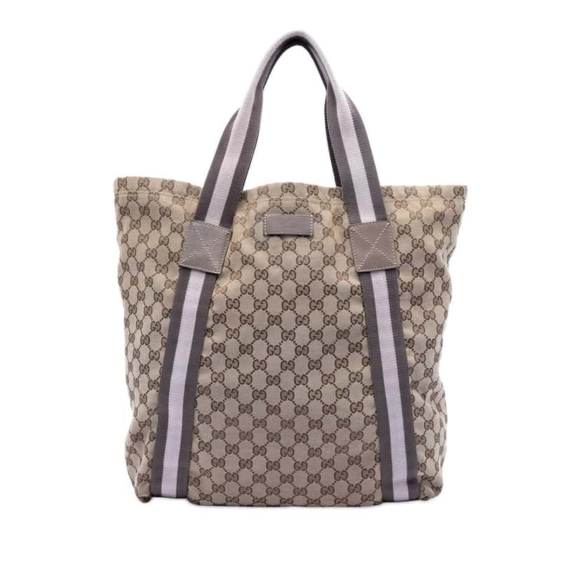 Gucci GG Canvas Web Tote Beige Very good condition - Front View