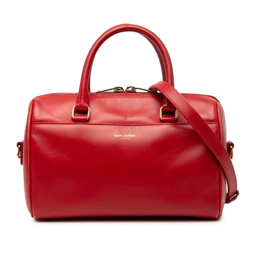 Saint Laurent Baby Leather Classic Duffle Satchel Red Leather Very good condition - Front View