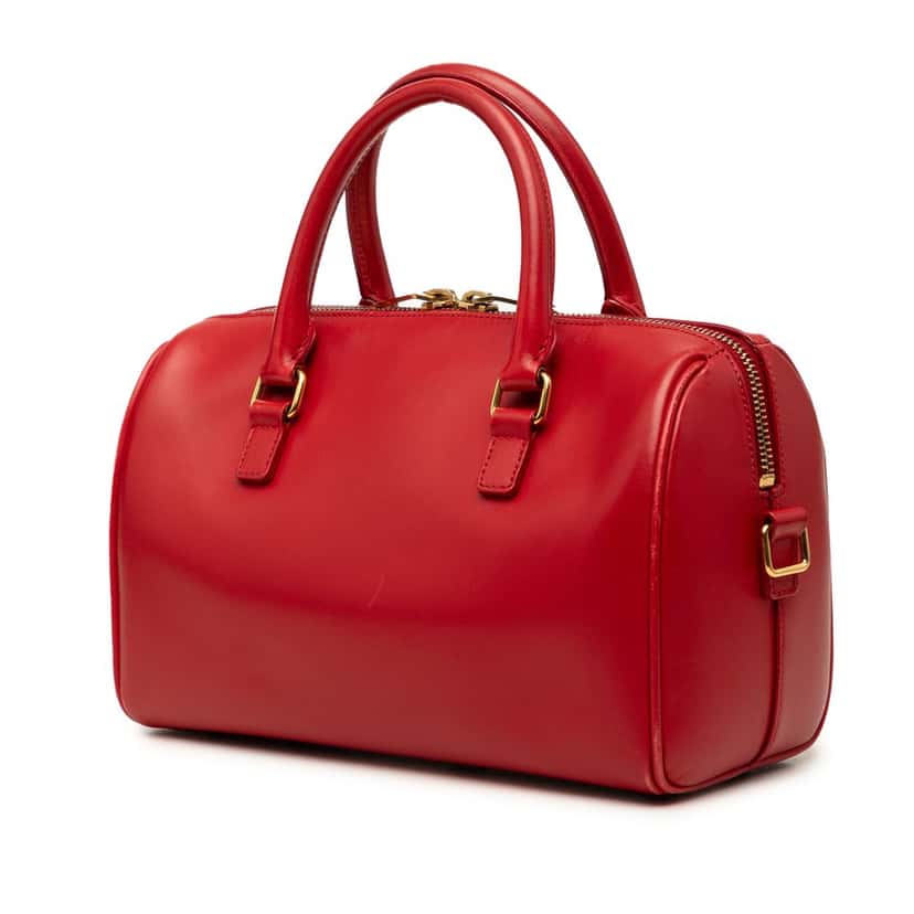 Saint Laurent Baby Leather Classic Duffle Satchel Red Leather Very good condition - Back View
