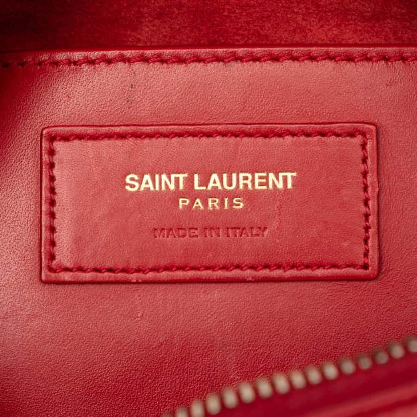 Saint Laurent Baby Leather Classic Duffle Satchel Red Leather Very good condition - Box View