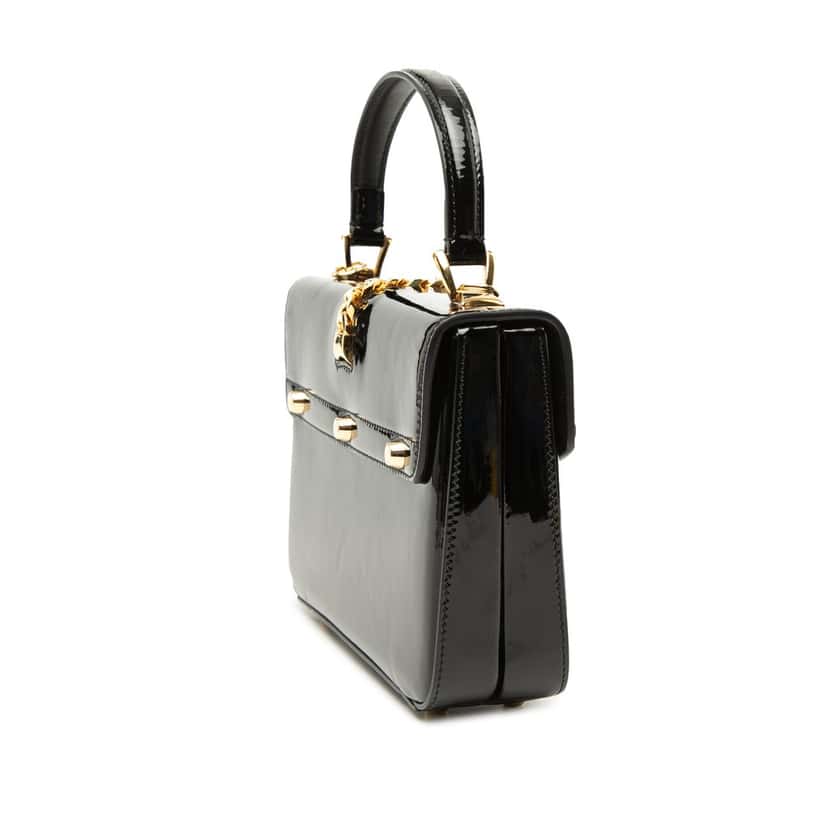 Gucci Mini Patent Sylvie 1969 Top Handle Bag Black Leather Very good condition - Back View