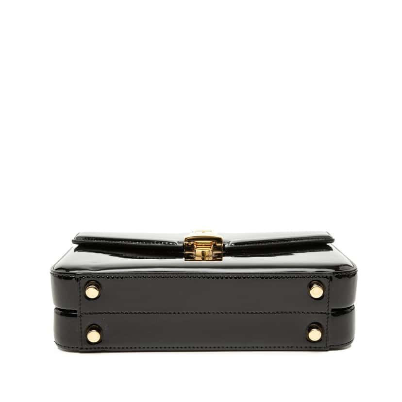 Gucci Mini Patent Sylvie 1969 Top Handle Bag Black Leather Very good condition - Inside View