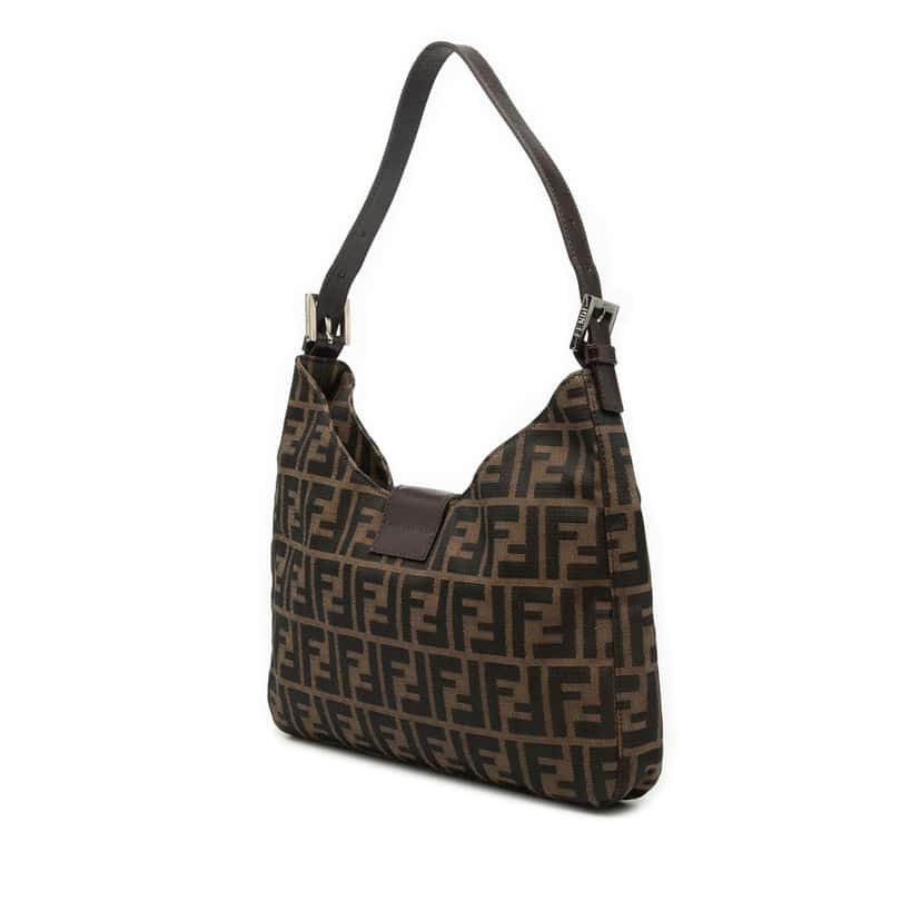 Fendi Zucca Canvas Shoulder Bag Brown Very good condition - Back View
