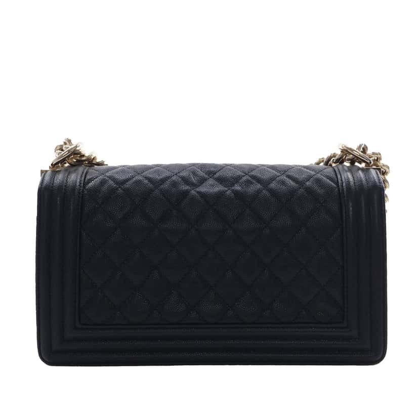 Chanel Old Medium Quilted Caviar Boy Flap Black Leather Very good condition - Model View
