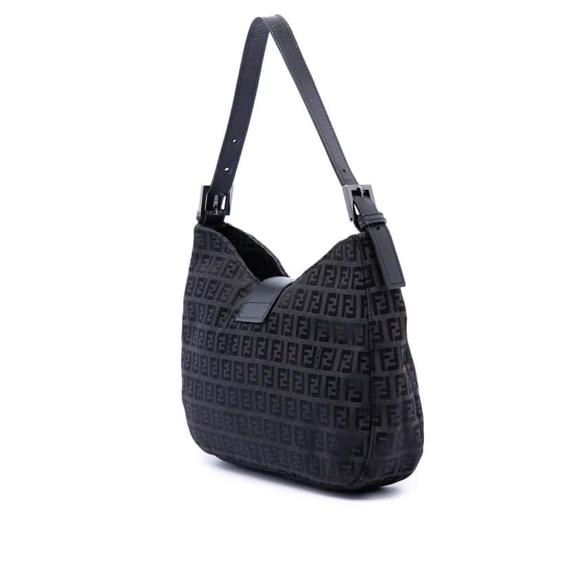 Fendi Zucchino Canvas Shoulder Bag Black Very good condition - Back View