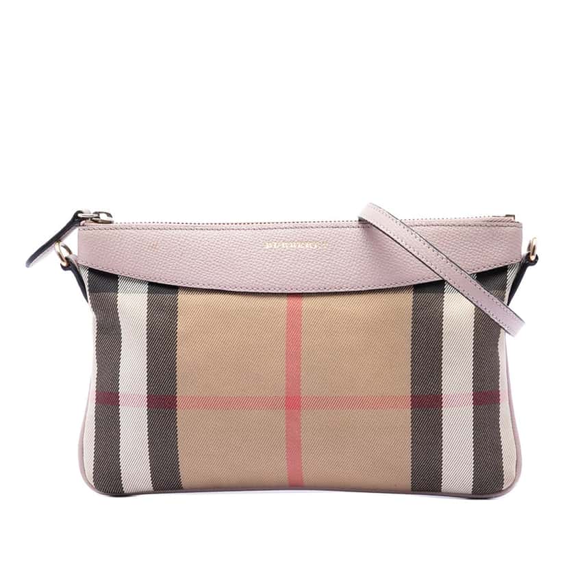 Burberry House Check Canvas Derby Peyton Crossbody Brown Very good condition - Front View