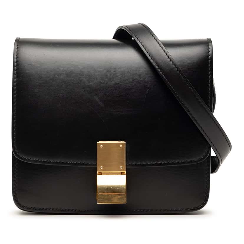 Celine Small Calfskin Classic Box Black Leather Very good condition - Front View