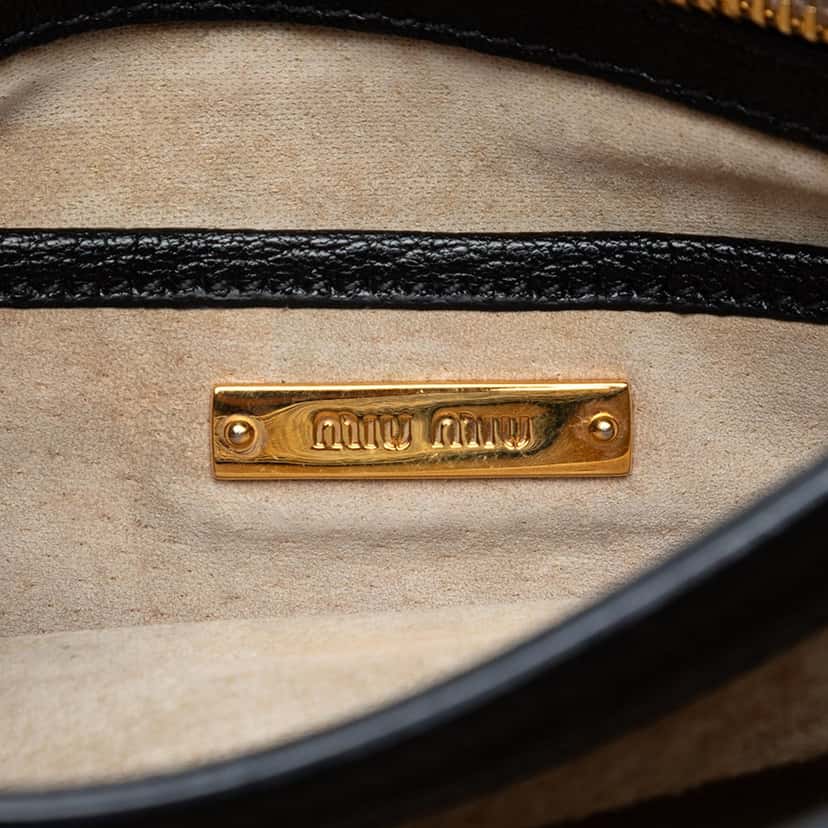 Miu Miu Goatskin Madras Flap Satchel Black Leather Very good condition - Box View