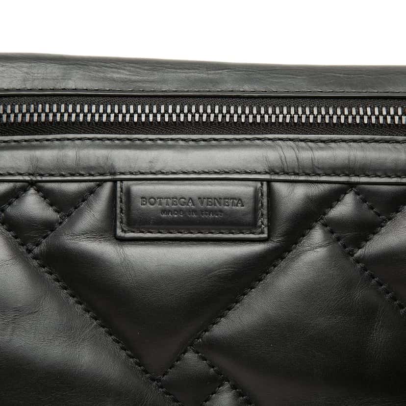 Bottega Veneta Perforated Leather Belt Bag Black Leather Very good condition - Box View