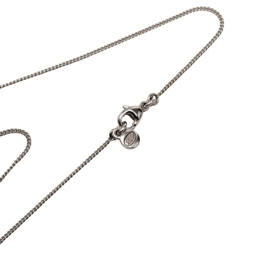 Chanel CC Brass Strass Clover Pendant Necklace Silver Metal Very good condition - Inside View