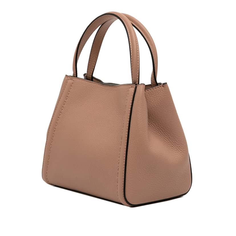 Valentino Small Grainy Calfskin Alltime Satchel Brown Leather Very good condition - Back View