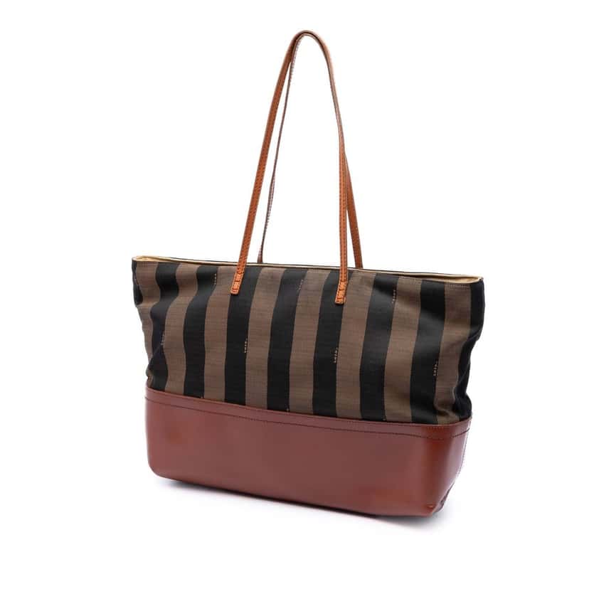 Fendi Medium Pequin Canvas Roll Tote Brown Good condition - Back View
