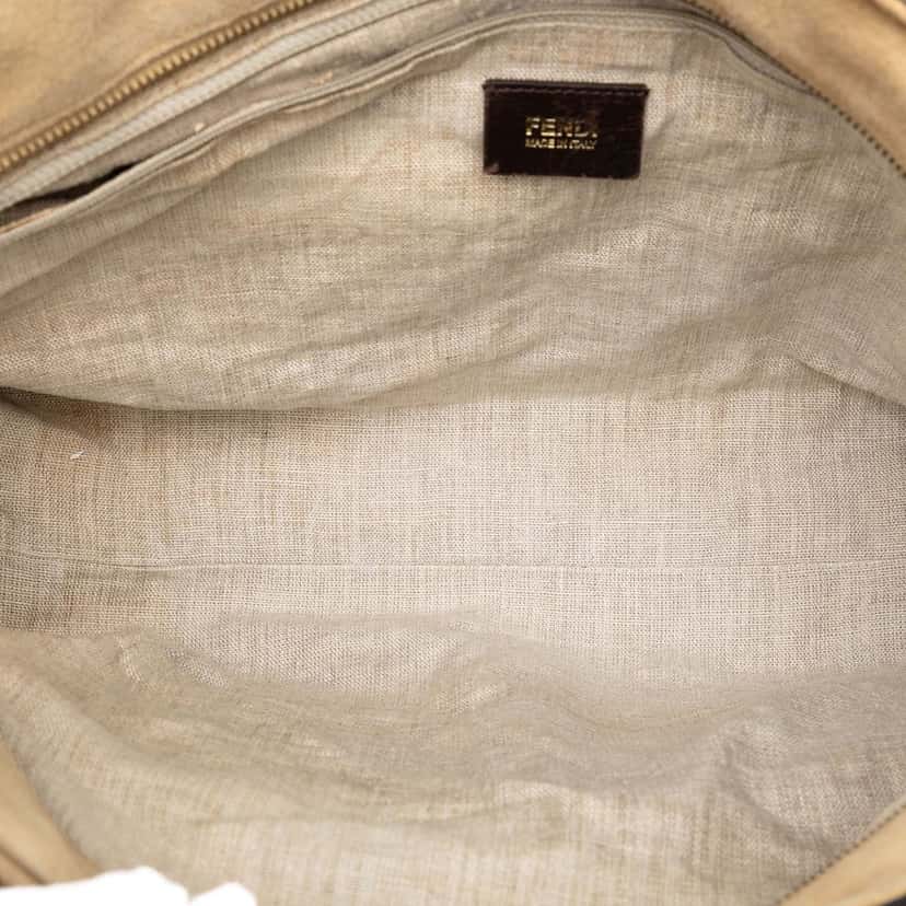 Fendi Medium Pequin Canvas Roll Tote Brown Good condition - Model View