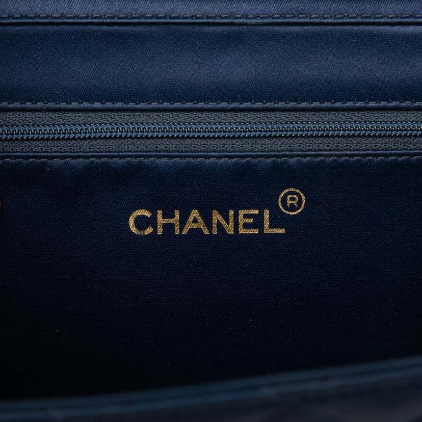 Chanel Mini Square Quilted Satin Single Flap Blue Very good condition - Box View