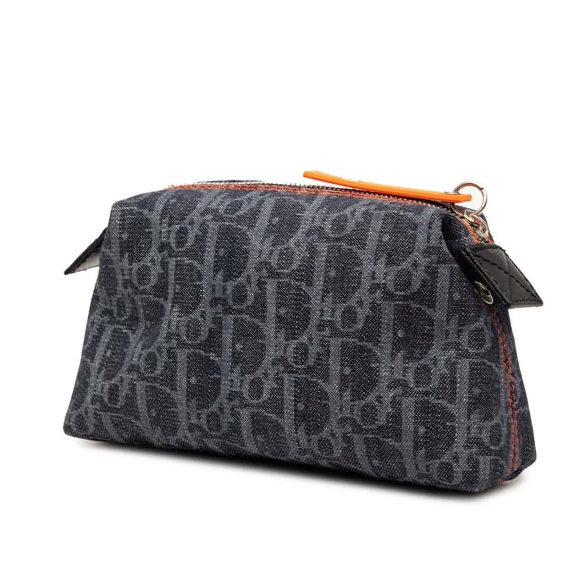 Dior Diorissimo Trotter Denim Flight Cosmetic Pouch Blue Very good condition - Back View
