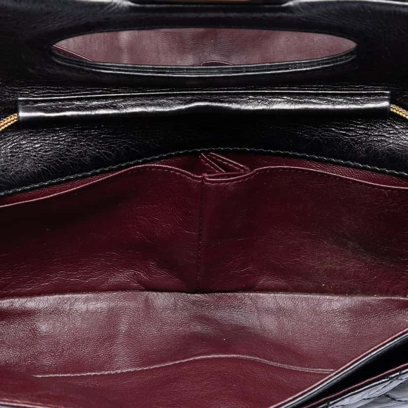 Chanel Quilted Glazed Calfskin Reissue 2.55 East West Flap Black Leather Very good condition - Model View