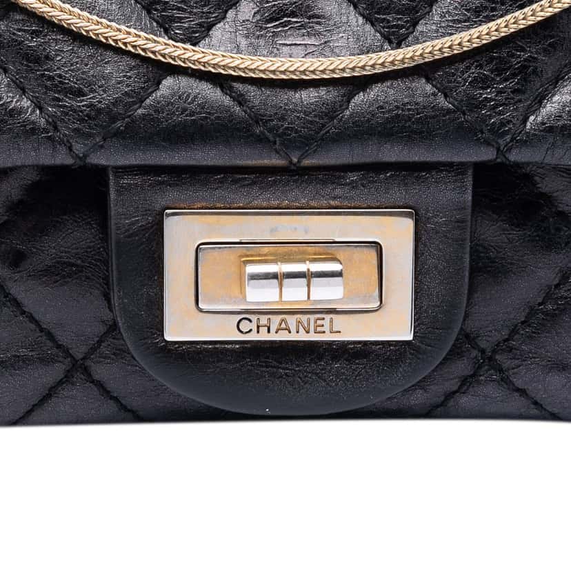 Chanel Quilted Glazed Calfskin Reissue 2.55 East West Flap Black Leather Very good condition - Box View