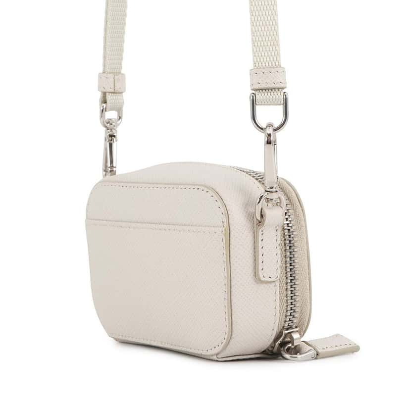 Prada Mini Saffiano Pouch Crossbody White Leather Very good condition - Back View