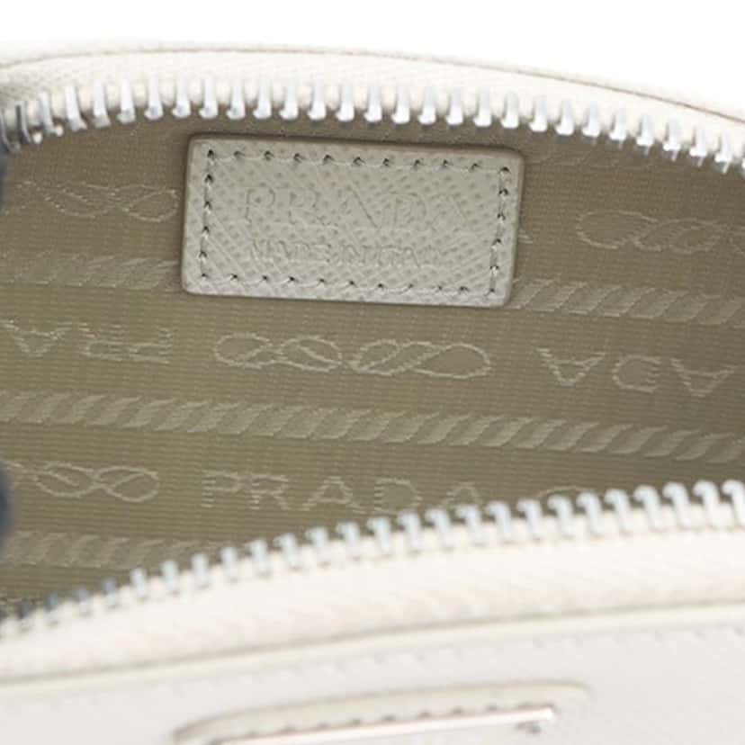 Prada Mini Saffiano Pouch Crossbody White Leather Very good condition - Model View