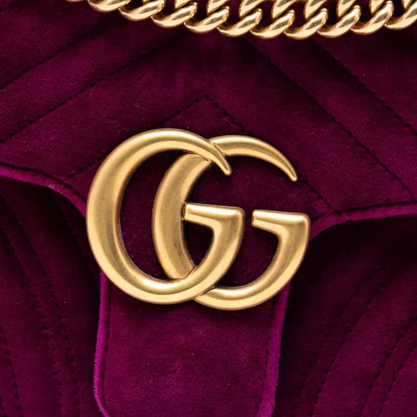 Gucci Medium GG Marmont Matelasse Velvet Shoulder Bag Purple Very good condition - Box View