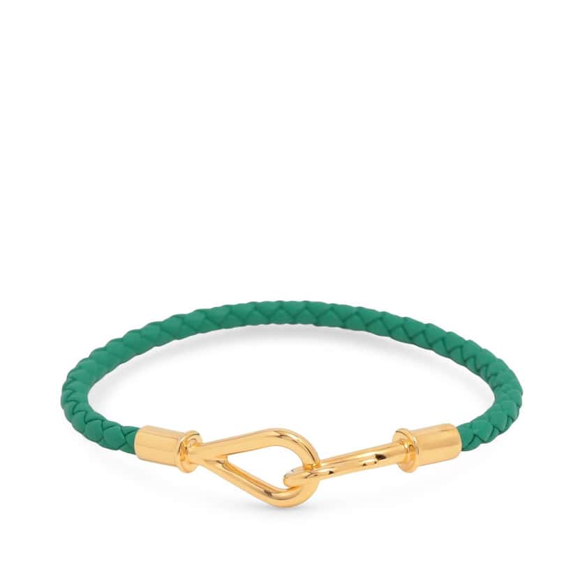 Hermès Jumbo Hook Bracelet Green Leather Very good condition - Front View