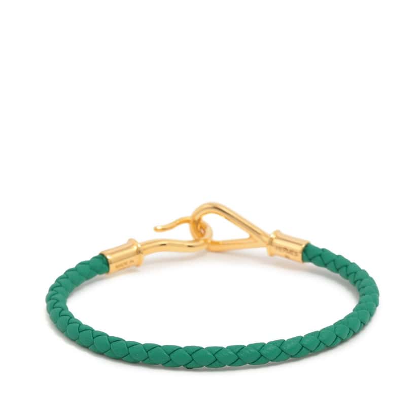 Hermès Jumbo Hook Bracelet Green Leather Very good condition - Back View