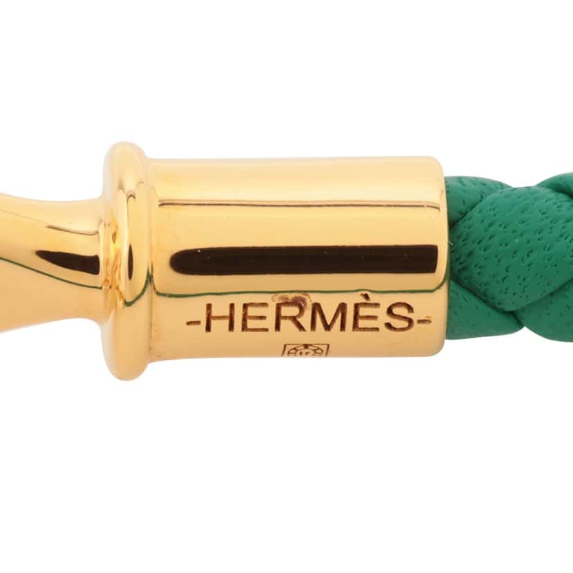 Hermès Jumbo Hook Bracelet Green Leather Very good condition - Inside View