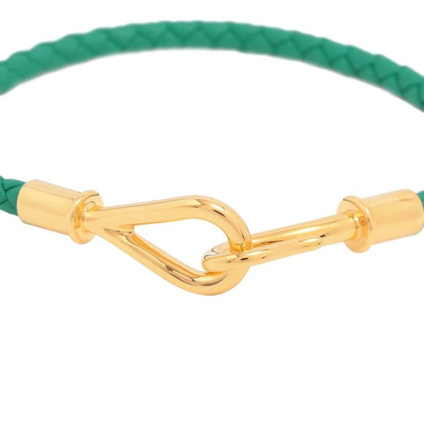 Hermès Jumbo Hook Bracelet Green Leather Very good condition - Model View