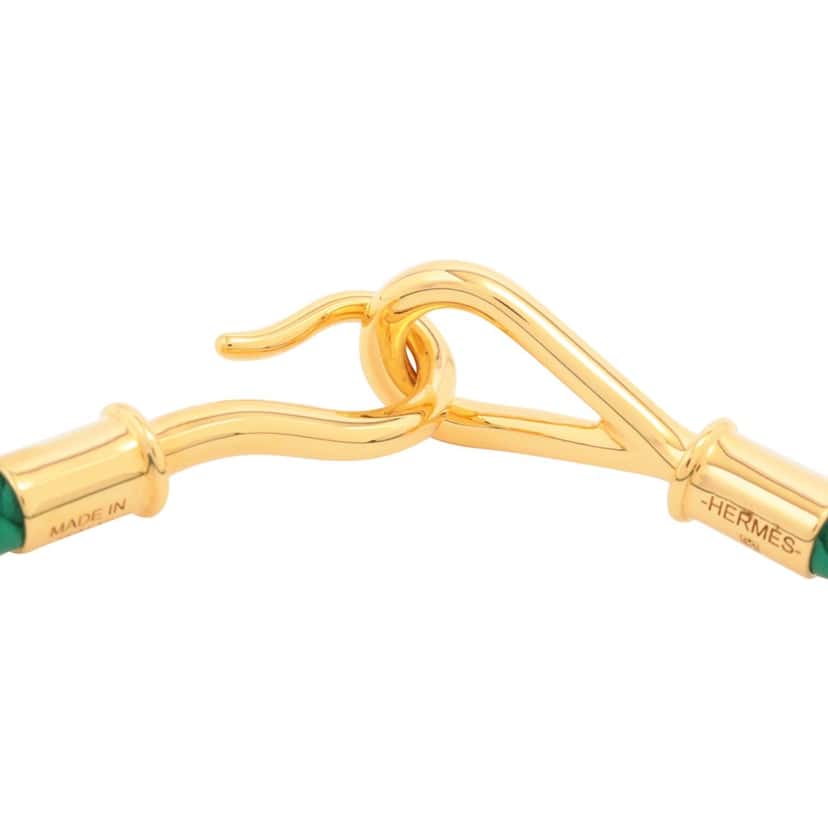 Hermès Jumbo Hook Bracelet Green Leather Very good condition - Box View