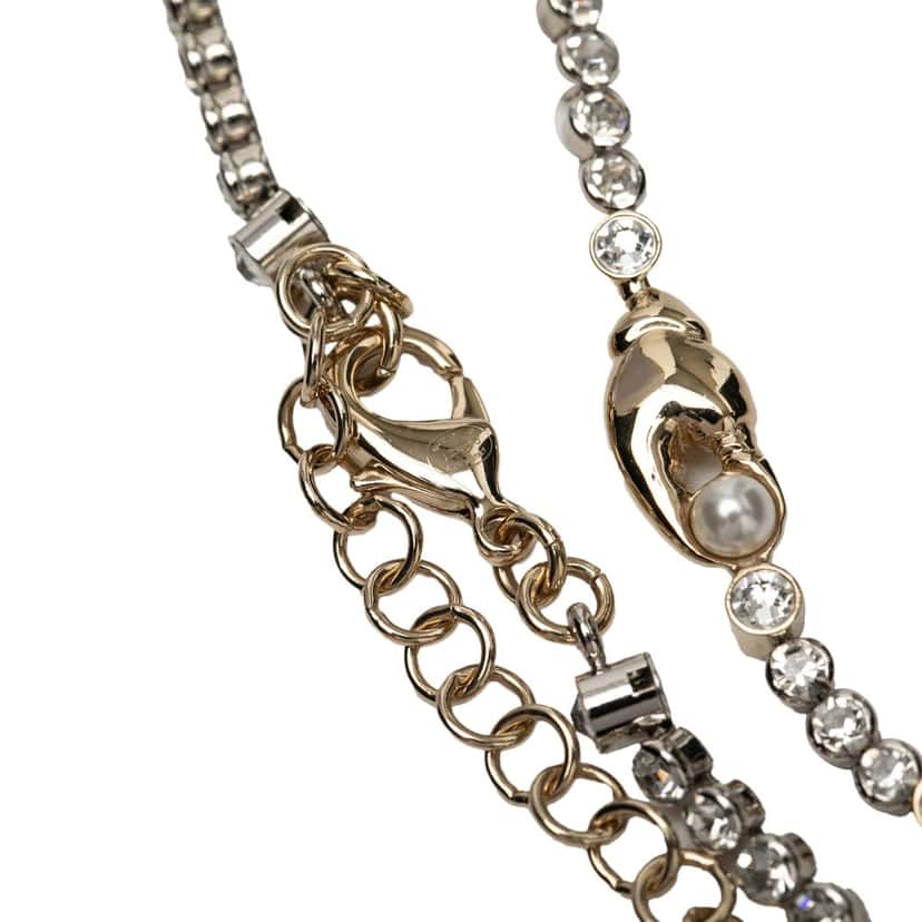 Chanel CC Gold Plated and Brass Strass Charm Necklace Gold Metal Very good condition - Inside View
