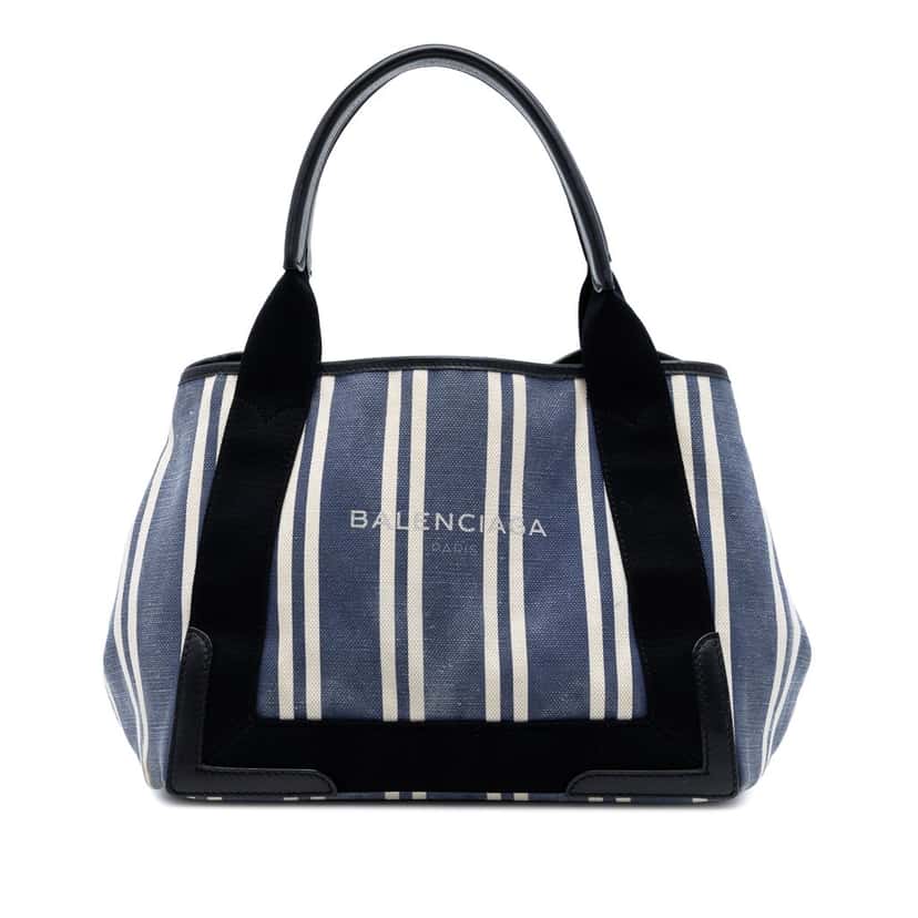 Balenciaga Canvas Striped Navy Cabas S Blue Very good condition - Front View