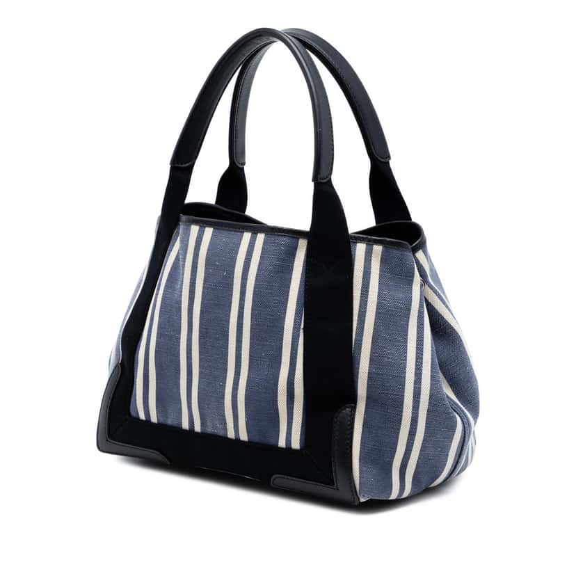 Balenciaga Canvas Striped Navy Cabas S Blue Very good condition - Back View