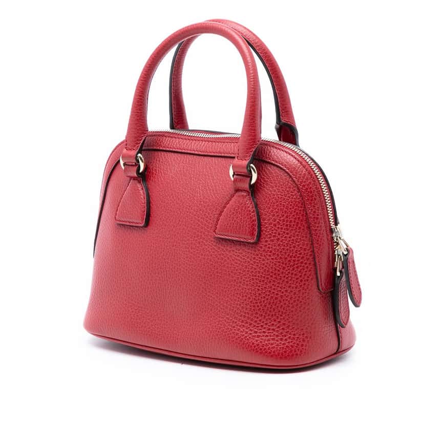 Gucci Mini Leather GG Charm Dome Satchel Red Leather Very good condition - Back View