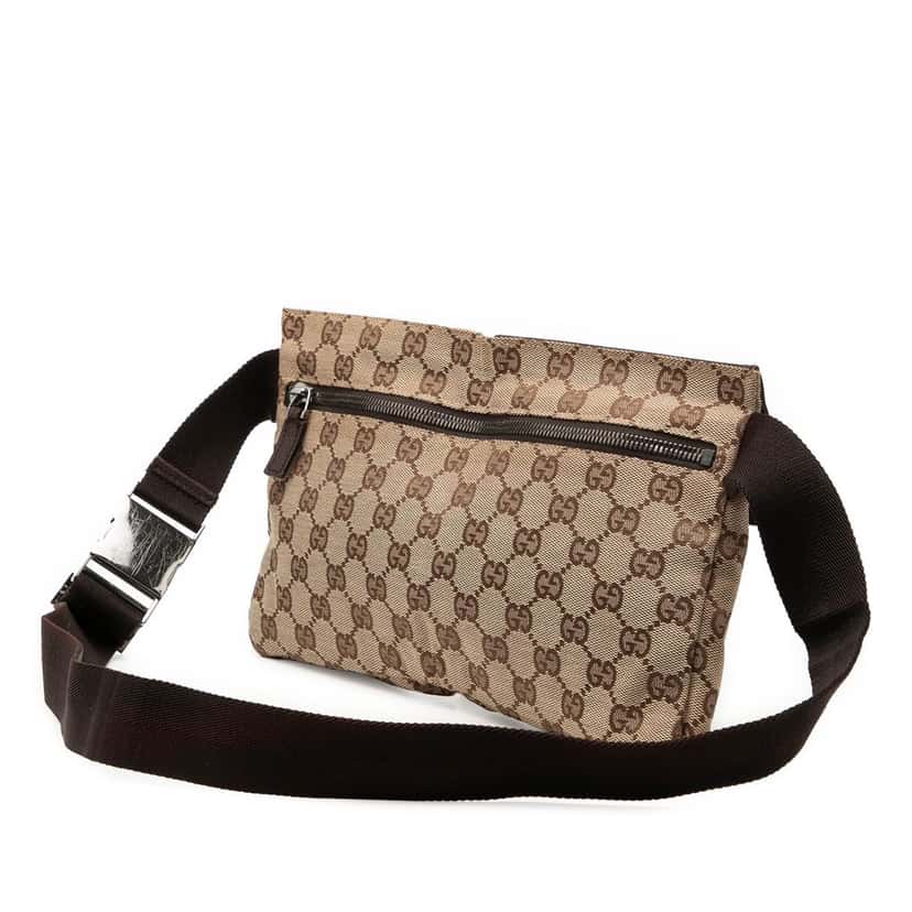 Gucci GG Canvas Double Pocket Belt Bag Beige Very good condition - Back View
