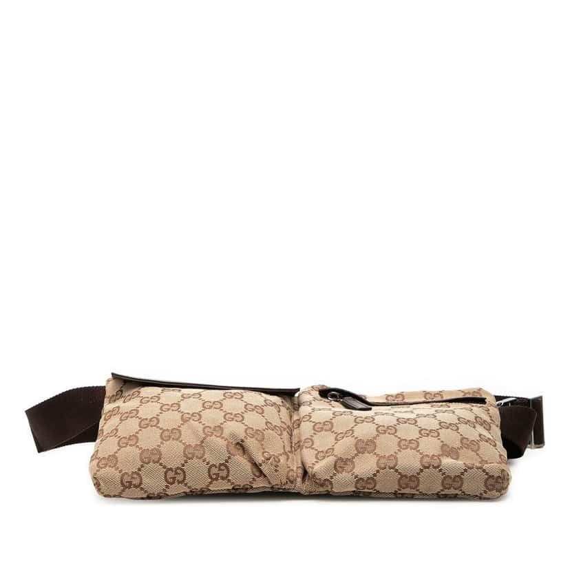 Gucci GG Canvas Double Pocket Belt Bag Beige Very good condition - Inside View