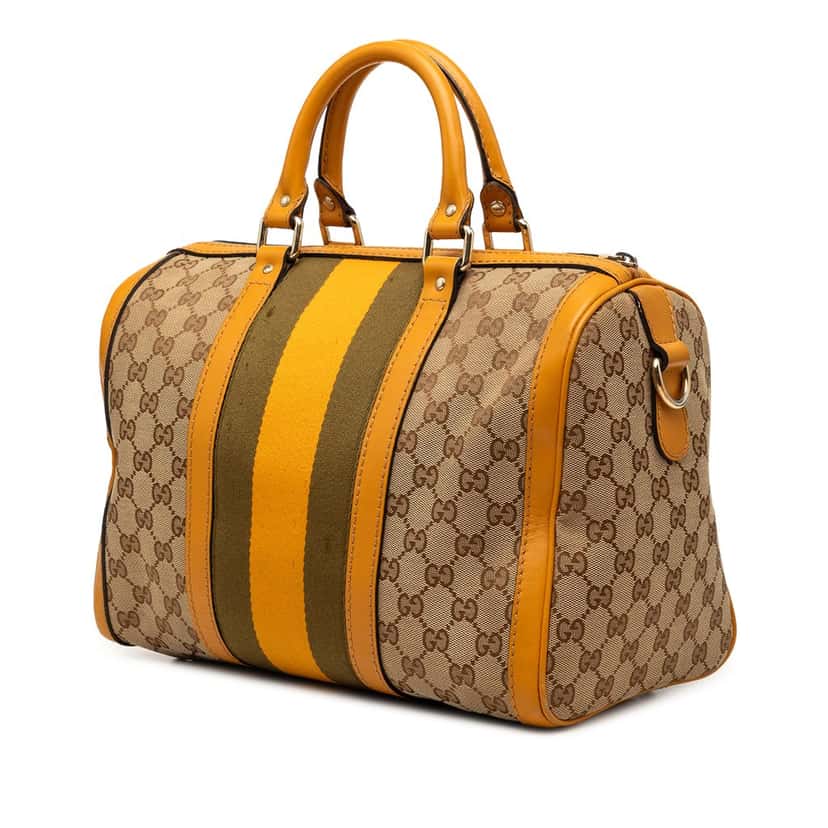 Gucci Medium GG Canvas Web Joy Boston Bag Beige Very good condition - Back View