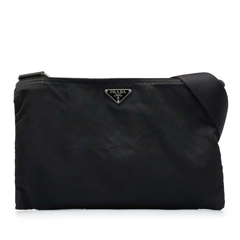 Prada Tessuto Zip Top Crossbody Black Very good condition - Front View