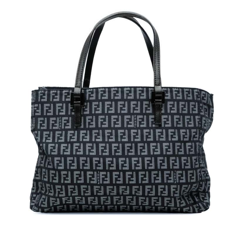 Fendi Zucchino Canvas Tote Blue Very good condition - Front View