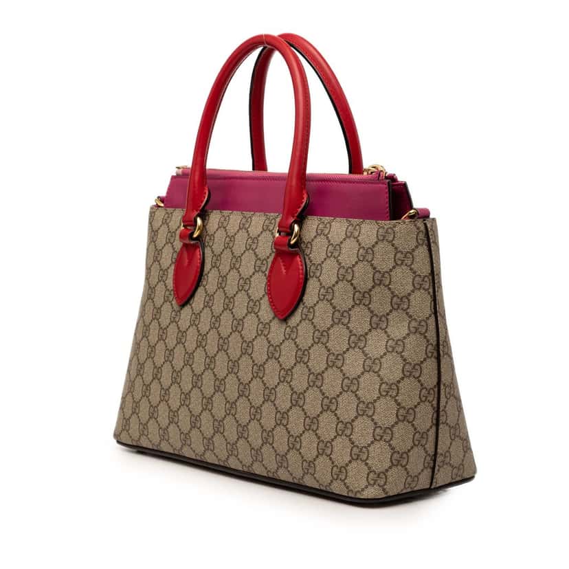 Gucci GG Supreme Linea A Satchel Beige Very good condition - Back View