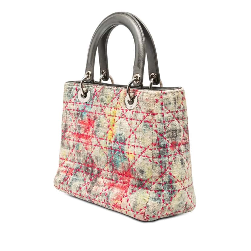 Dior Medium Multicolor Tweed Cannage Lady Dior Beige Very good condition - Back View