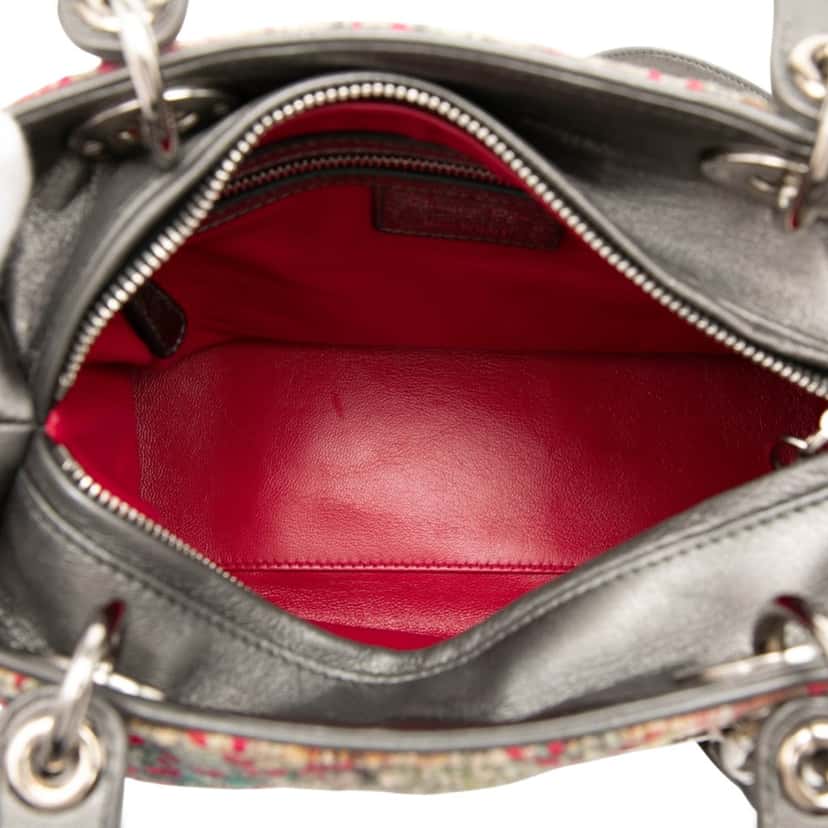 Dior Medium Multicolor Tweed Cannage Lady Dior Beige Very good condition - Model View